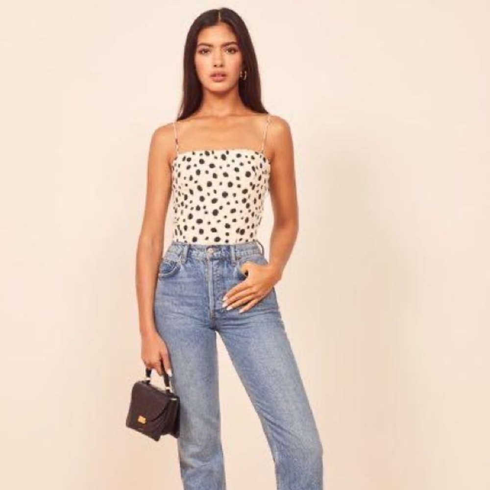 Reformation Meyer Tie Tank Top in Spotted / Cheetah Print